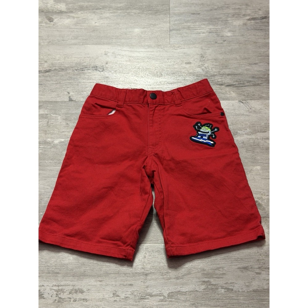 365 Kids Red Monster Patch Shorts Size 10 Pull On Skate Y2K A1-H37